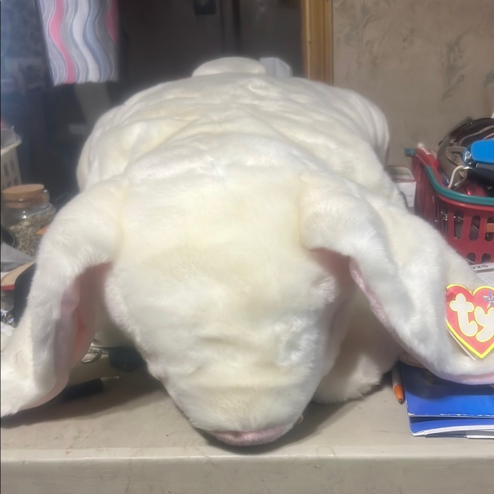 Ty Beanie Baby extra Large White Plush bunny 2004